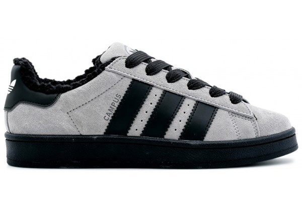 Adidas Campus 00s Light Grey Black с мехом