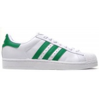 Кроссовки Adidas Superstar белые с зеленым
