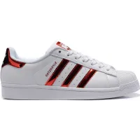 Кроссовки Adidas Superstar White Red Stripes