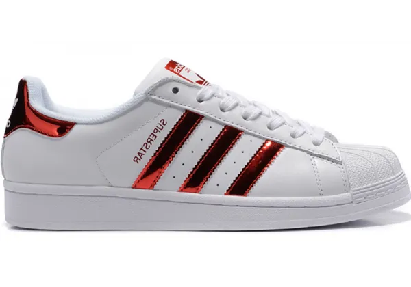 Кроссовки Adidas Superstar White Red Stripes