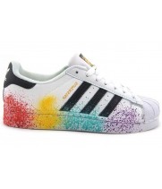 Кроссовки Adidas Superstar белые с краской