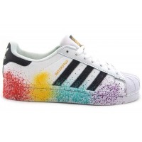 Кроссовки Adidas Superstar белые с краской