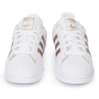 Кроссовки Adidas Superstar белые с золотым