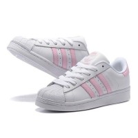 Кроссовки Adidas Superstar белые с розовым