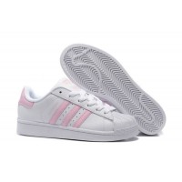 Кроссовки Adidas Superstar белые с розовым