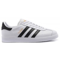 Кроссовки Adidas Gazelle кожаные белые с черным