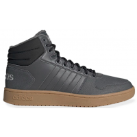 Зимние кроссовки Adidas Hoops 2.0 высокие темно-серые