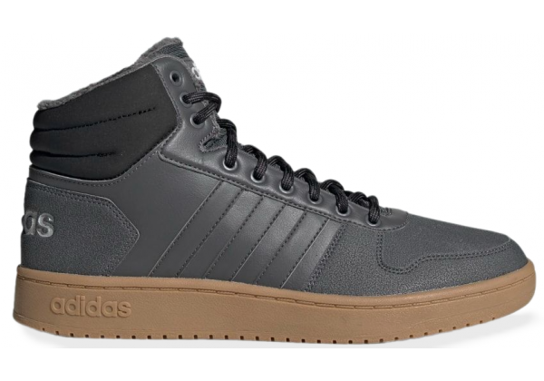 Зимние кроссовки Adidas Hoops 2.0 высокие темно-серые