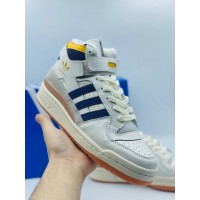 Кроссовки Adidas Forum 84 бело-синие с желтым