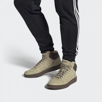 Зимние кроссовки Adidas Hoops 2.0 высокие бежевые
