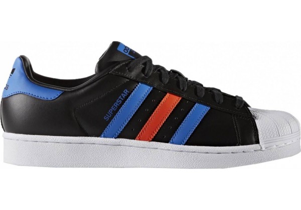 Кроссовки Adidas Superstar черные с красным и синим