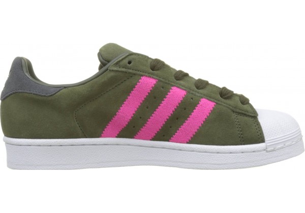 Кроссовки Adidas Superstar зеленые с розовым