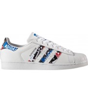Кроссовки Adidas Superstar белые с разноцветной вставкой