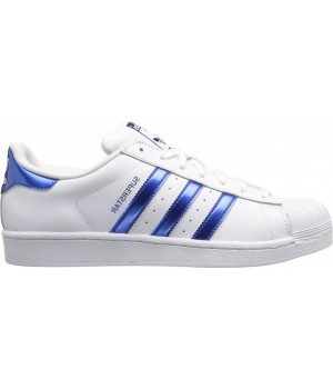 Кроссовки Adidas Superstar белые с синим