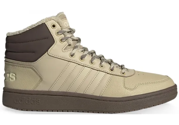 Зимние кроссовки Adidas Hoops 2.0 высокие бежевые