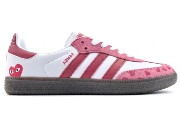 Кроссовки Comme Des Garcons x Adidas Samba розовые с белым