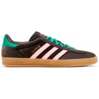 Кроссовки Adidas Gazelle Indoor Dark Brown Pink Green Velvet