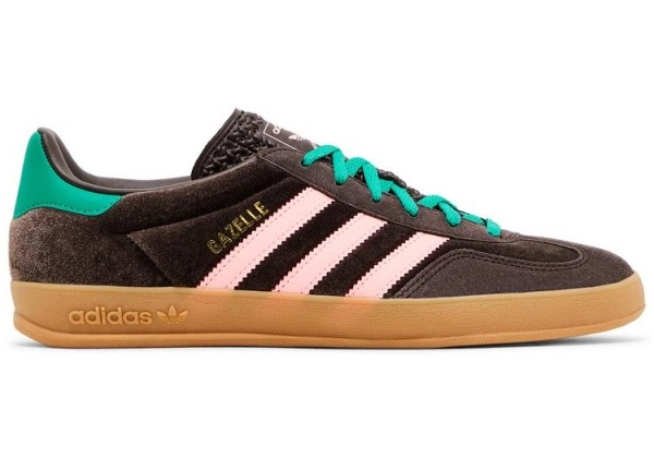 Кроссовки Adidas Gazelle Indoor Dark Brown Pink Green Velvet