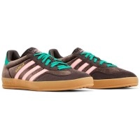 Кроссовки Adidas Gazelle Indoor Dark Brown Pink Green Velvet