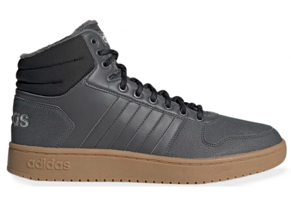 Зимние кроссовки Adidas Hoops 2.0 высокие темно-серые